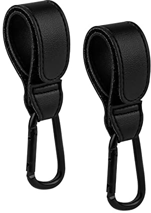 KINBOM Ganchos para Cochecito, 2 piezas Gancho para Bolso Carrito Bebe Ganchos para Cochecito de Bebe Clip para Cochecito Resistente para Bolsas Colgantes Compras Bolsas de Pañales (Negro)