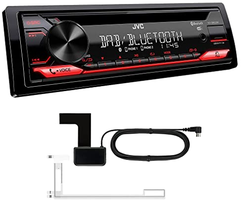 MEDIADOX CD-Autoradio mit DAB+ und Bluetooth Freisprecheinrichtung (Soundprozessor, USB, AUX-In, Spotify Control, 4 x 50 Watt, rote Tastenbeleuchtung, inkl. DAB+ Antenne) von JVC (KD-DB622BT)