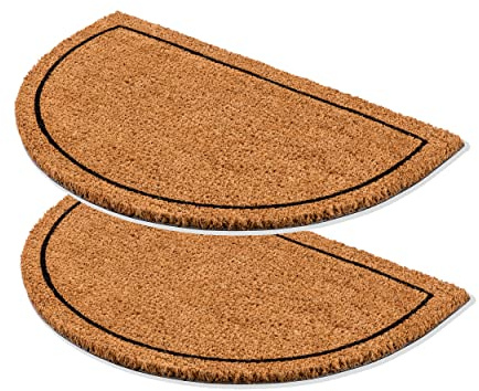 Carpido Zerbino Coir Frame Design Half Round - Clean Run 40x60 cm Set di 2 - Zerbino per porte interne - Tappeto in cocco antibatterico - Materiale naturale