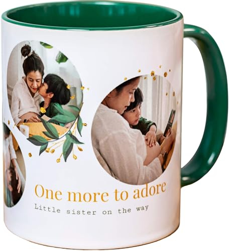 Smartphoto Keramikbecher personalisiert - Foto Ihrer Wahl - Fototasse - Geschenkidee für Frauen, Männer, Geburtstag, Valentinstag, Muttertag, Vatertag, Weihnachten - Grün