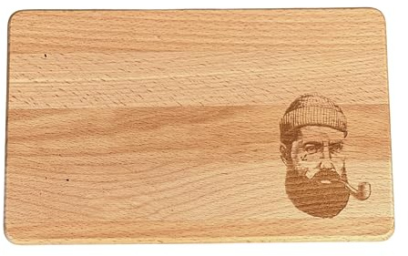 Frühstücksbrettchen aus Buchenholz – mit Lasergravur – Seemann | 22x 14 cm Holzbrett – maritimes Schneidebrett – Küchenhelfer, Unikat – Geschenkidee für Nordlichter – Seaside No.64
