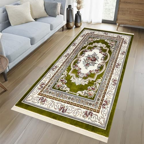 YANHONG Handwebteppich Läufer Teppich 60 x 400 cm Hochwertiges Qualitätsprodukt Vor Dem Waschbecken Küchenteppiche mit Anti-Rutsch Unterseite für Drinnen und Draußen, Grün