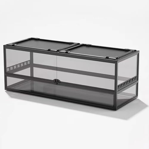MegLob Reptilienglas -Terrarium, Reptilienzüchterbox Mit Visuell Ansprechender, Transparenter Lebensmittelfuttertank, Schwimmerglas Eco Regenwald Fütterungsbox, Amphibien -Terrarium,L