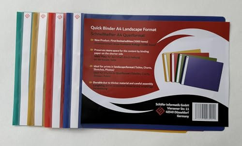Schnellhefter A4 Querformat 4 Stück (blau, grün, rot, gelb)