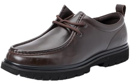 Calvin Klein Uomo Scarpa da Barca Hybrid Apron Laceup Elegante, Marrone (Dark Brown/Black), 45