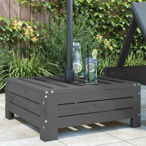 ShCuShan Tavolino Copribase per Ombrellone Copertura per Supporto Parasole,Copertura per Base Ombrellone Grigia in Legno Massello di Pino