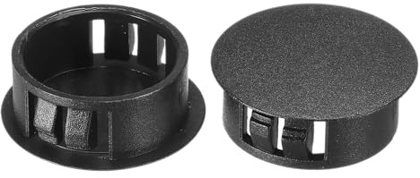 PATIKIL 25mm (1) Plastique Trou Bouchons, 30pcs Affleurant Type Rond Trou Bouchons Couvercle Enclencher Verrouillage Trou Tube pour Table Cuisine Armoire Meuble, Noir