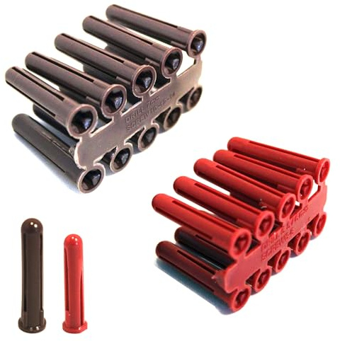 Confezione mista di tasselli per muratura rossi e marroni, per pietra, mattoni, cemento, diametro del foro di fissaggio 6,00/7,00 mm, resistenti, non per cartongesso (confezione da 4, 320 rosso/240