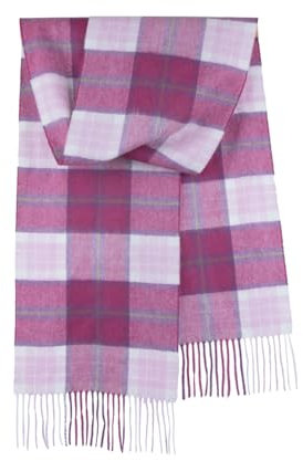 SEECOSY Schal aus 100 % reinem Kaschmir, kariert, warm, weich, Geschenk für Damen und Herren, Magenta und Rosa, 73x10 inches