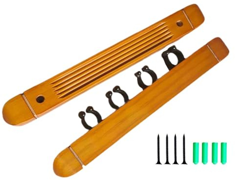 Billard Pool Queue Rack | 4 Queue-Clips Hartholz Billard Pool Queue Rack | Pool Queues Wandregal, Hartholz Pool Queue Set Halter, Stilvolles Pool Zubehör für Pool Queue Set