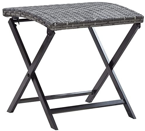 ShGaxin Klapphocker, Hocker Garten, Hocker Outdoor, Kleiner Hocker, Gartenmöbel, Fußhocker Outdoor, Balkon Hocker, Poly Rattan Grau