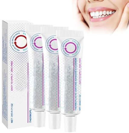 Kit de silicona para prótesis, adhesivo termoplástico para prótesis, crema adhesiva para prótesis sin pegamento, pegamento para prótesis, kit de relines para prótesis, mejora el ajuste y la comodidad