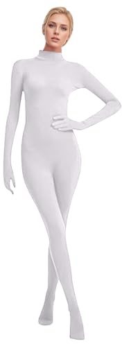 Foweknow Combinaison intégrale extensible pour homme et femme - Combinaison de cosplay - Unisexe - Couleur unie - Costume d'Halloween - Costume de carnaval - Coupe ajustée, Blanc., M
