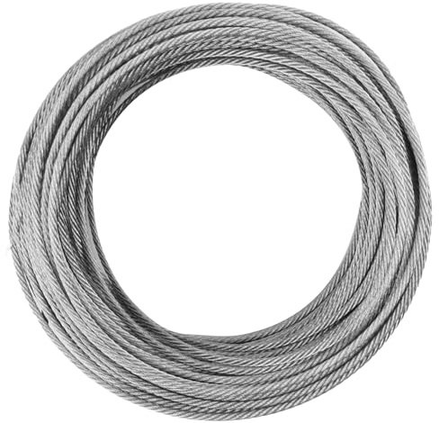 Kaslaider Metallkabel i rostfritt stål, 3 mm metallrep 30 m | 7 x 7 stålkabelsats, rostfritt stål metallkabel tråd för gardinrep, trädgårdsupphängning, utomhus