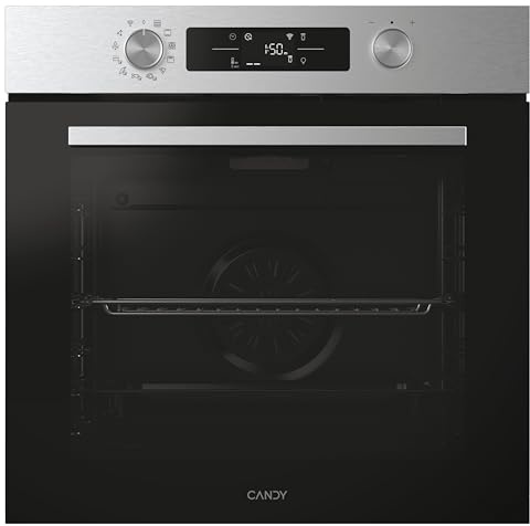 Candy Bake 800 CA6 N5B3LYTX, Horno Multifunción, 78L, Conectividad WIFI, 1 Bandeja y 2 Rejillas, Steam Lite, Limpieza Pirolítica, 13 Funciones, Display Basic UX, Negro e Inox