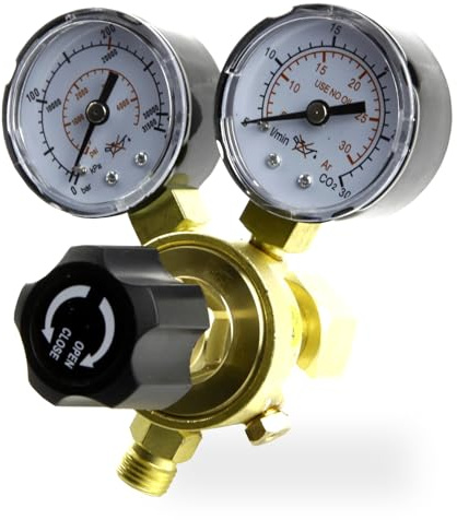 Gasreducerare tryckregulator upp till 200 bar tillverkad av högkvalitativ mässing för Argon CO2 Mix 18 blandad gas, skyddsgas, svetsutrustning
