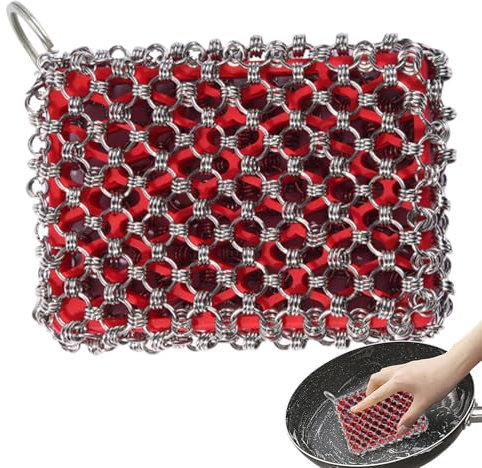 Brosse à récurer en fonte – Nettoyeur de cotte de mailles en acier inoxydable durable | Outil de nettoyage de cuisine antirouille en métal robuste, pour poêles en fonte, grille, ustensiles de cuisine