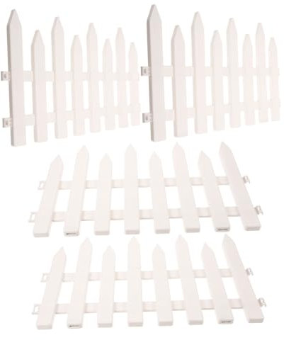 KONTONTY 4pcs Garden Border Fencing Small Plastic Picket Fence Decorative Barrier for Landscape