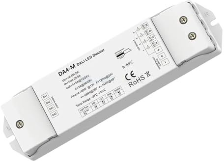 Dimmer LED DALI DA4-M 12V 24V 5A Controller dimmer PWM a 4 canali, adatto for strisce luminose LED a colori RGB RGBW bianche singole e doppie