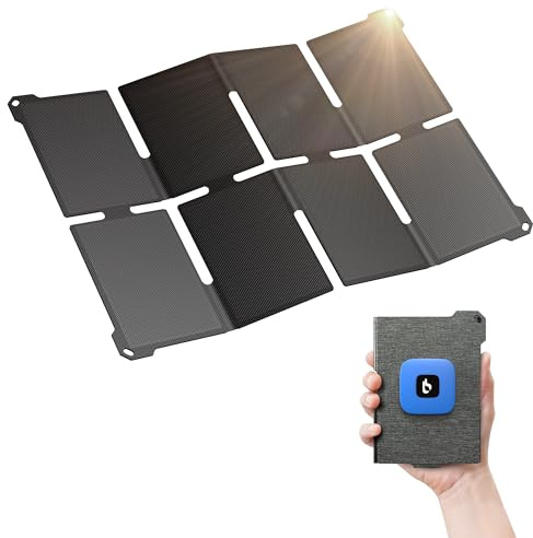 [Upgraded] BigBlue Ultra-Light Portable 25W Solar Panel Charger with USB-A and USB-C Ports, 0.84 lbs Pocket-Size IP68 Waterproof, Folded Solar Panel Compatible with Cellphone,Power Bank,Camping Light