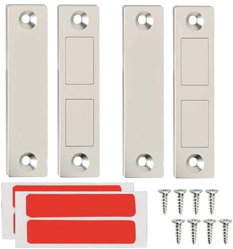 Magnetic Door Stop, 2 Pairs Drawer Magnets Closure, Cupboard Door Magnets, No-Drill Adhesive Cupboard Catch, Ultra Thin Magnetic Door Catch for Cabinet Magnet, for Wardrobe Furniture Closet Closing
