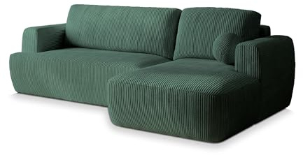 Masseno Ecksofa SENTI P R-S mit Schlaffunktion L-Form, Sofa mit Bettkasten, Wohnzimmersofa, Couch, Soffa, Bettsofa, Couchgarnitur- Grün, POSO 14