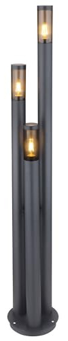 Außenlampe Standleuchte Wegeleuchten Außen Edelstahl Gartenleuchte Groß für draußen, anthrazit rauch, 3 Flammig E27, DxH 28x170 cm