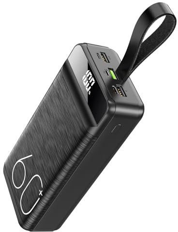 Power Bank 60000mAh USB-C Schnellladung mit 4 Ausgängen & 3 Eingängen LED-Display Riesige Kapazität Externe Akku, Powerbank Große Kapazität Kompatibel für die meisten Elektronikgeräte auf dem Markt.