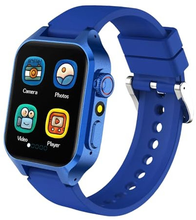 Reloj Inteligente Niño, Smartwatch Niños con 35 Juegos HD Cámara Retráctil Alarma Reproductor de Música Podómetro, Reloj Niño Juguetes Regalos Birthday Christmas para Niños Niñas 3-12 (Azul)