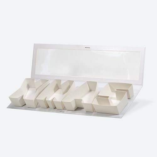 Geoto Geschenkschachtel mit 4 Buchstaben, weiß/rosa/rot/marineblau, luxuriöses kreatives Design, Karton, Weihnachtsgeschenkverpackung, 2 Packungen (weiß mit Fenster)