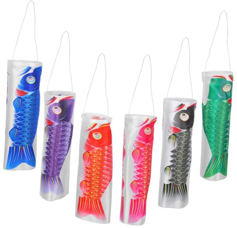 TOYANDONA 1set Japanese Carp Windsock Outdoor Decoration Koinobori Fish Flags for Garden Patio and Durable Weather Resistant Design for Festivals and Events 6pcs