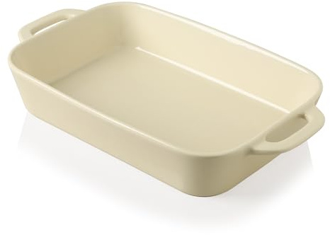 Sweejar Home Ceramic Bakeware Set, 9x13 In Rectangular Baking Dish for Cooking, Kitchen, Cake Dinner, Banquet and Daily Use, Casserole Dishes for Oven Porcelain Baking Pans（Beige)
