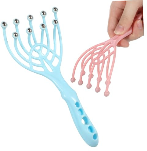 CONGARTENO Massaggiatore Manuale la Testa e Collo 9 Dita Sfere Rotanti in Plastica Resistente, Strumento per Massaggi Cervicali e Spalle, Compatto e Portatile per Relax Corpo e Scalpo