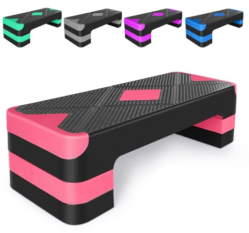 GYMFLEX Aerobic Steppbrett Höhenverstellbar Stepper mit 3 Stufen 10/15/20cm, rutschfest Fitness Step-Bench für Zuhause
