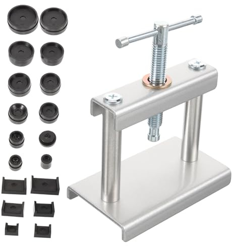 Ipetboom Uhr Presswerkzeug Satz für Uhrenrückseite mit Formen, 1 Satz | Eisen und Kunststoff, Rund und Quadratisch, für Einpress Reparatur, Versehentliches Quetschen