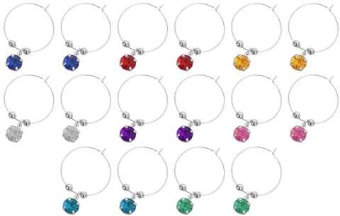 Toyvian Anelli Segnabicchieri Vino Creativi in Plastica Riutilizzabili 16 Pezzi Ciondoli Colorati Per Feste, Cocktail e Banchetti