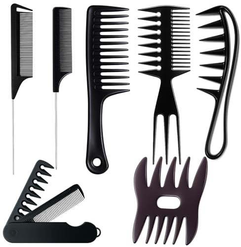 7Pcs Lockenkamm, Styling Kamm Mit Wide Tooth Comb Und Curl Brush, Frisierhilfe Für Männer Und Frauen, Graue Butterfly Kamm Für Jeden Haartyp