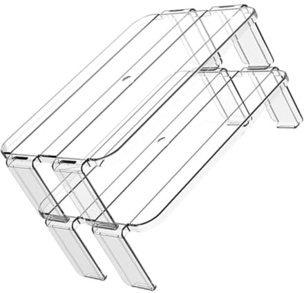 Estante de Almacenamiento Transparente Superponible 2 Piezas de Plástico | Organización Multiuso, Superficie Lisa y Pulida, para Mesa y Restaurante, Accesorio Apilable, Diseño Claro