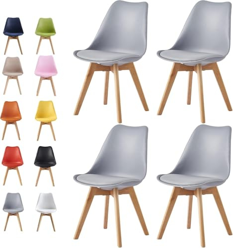 mcc direct Esszimmerstühle im 4er Set Küchenstuhl Bürostuhl Lounge Stuhl Designer Schalenstuhl Eva (Hellgrau)