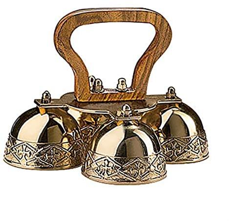 4-bell Embossed Brass Altar Bells