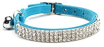 CHUKCHI Hukchi weiches verstellbares Samt-Halsband mit Strasssteinchen und Glocken, 27,9 cm, für kleine Hunde und Katzen …