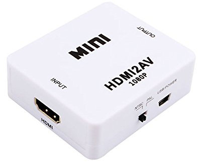 HDMI zu Scart Konverter， HDMI zu AV/RCA CVBS Adapter Mini HDMI2AV Video Konverter Box für HDTV TV PS3 Computer PC VCR NTSC