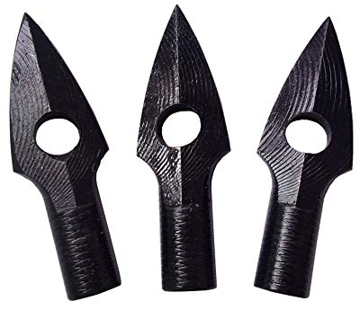 MILAEM Jagdspitzen, Stahl Pfeilspitzen für Holzpfeil und Bambuspfeil, Bolzenspitze (ID 8mm, Schwarz, Packet pro 6)