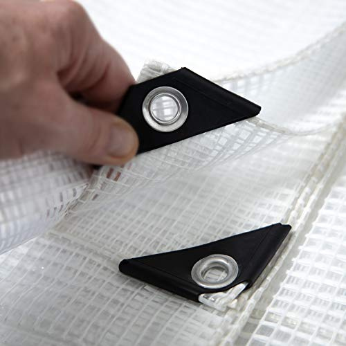 etm Lona de tela transparente para exteriores, jardín, remolques, lona protectora con ojales, resistente a la intemperie e impermeable, transparente, blanco, 6 x 10 m, 140 gm²