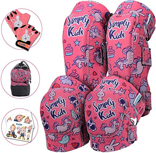 Innovative Soft Kids Knee and Elbow Pads with Bike Gloves I Toddler Protective Gear Set w/Mesh Bag I Bike, Roller-Skating, Skateboard Knee Pads for Kids Child Boys Girls