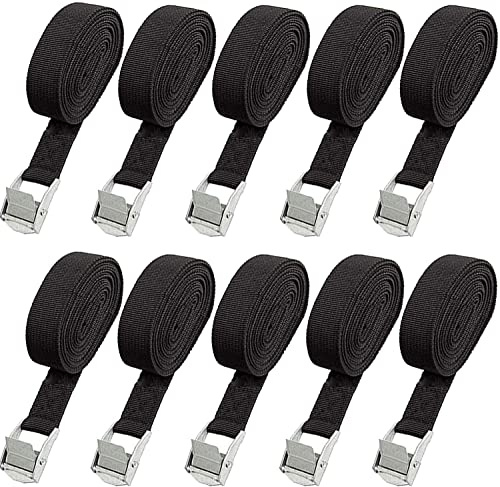 10 Pack Lashing Straps 16ft x 1 Tie Down Straps Cam Buckle Straps Heavy Duty Secure Straps up to 600 lbs for Kayak, Cargo, Luggage, Cinch, Canoe, Bicycles, Motorcycles, Truck