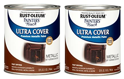 Rust-Oleum 254101-2PK Painter's Touch Latex Paint, Quart, Metallic Oil-Rubbed Bronze, (Pack of 2)