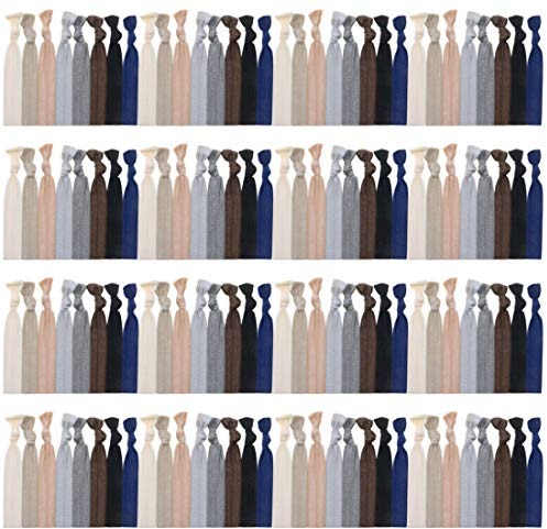 120 Pack Neutral Color No Crease Ribbon Elastics Hair Ties Women Yoga Knotted Ponytail Holder