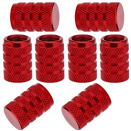 SAVITA 8Pcs Tire Valve Stem Caps, Universal Aluminum Tire Valve Cap with Rubber Ring, Dust Proof Valve Cover for Cars, SUVs, Bike and Bicycle, Trucks, Motorcycles (Red)