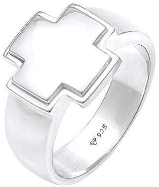 Kuzzoi Siegelring Herrenring Kreuz-Ring massiver Ring (15 mm) 925 Silber | Herren in 925 Sterling Silber Gebet Kreuz Ring für Männer in der Ringgröße 60 - 66